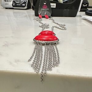 Paparazzi Bold Red and Silver Necklace Set - 3 pcs